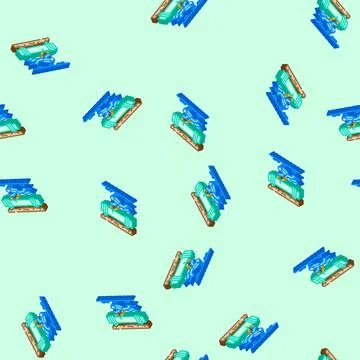 Underwater welding ship isometric icon seamless pattern Stock Illustration