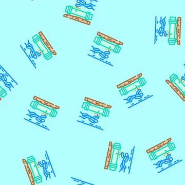 Underwater welding ship vector seamless pattern 스톡 일러스트