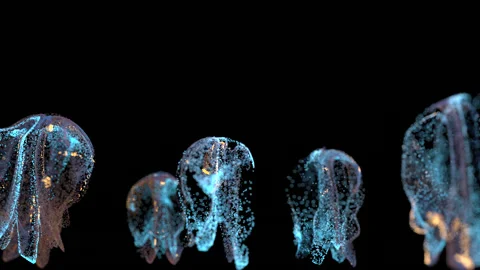 Underwater world, glowing bubbles, 3D-particles Stock-Footage 135392533