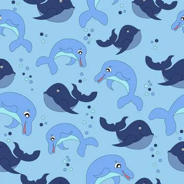 Underwater world seamless pattern. Stock Illustration