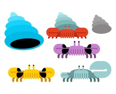 Underwater world set. Shell and crab Vector illustration Stock Illustration