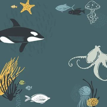 Underwater world. Vector background Stock Illustration