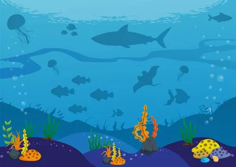 The underwater world vector illustration Stock Illustration