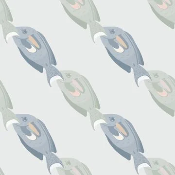 Underwater zoo seamless pattern with blue and grey pale surgeon fish elements Stock Illustration