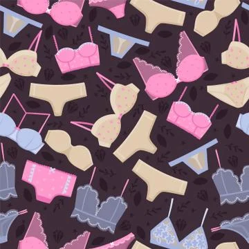 Underwear, bra and underpants pattern vector illustration. Texture womens lace Stock Illustration