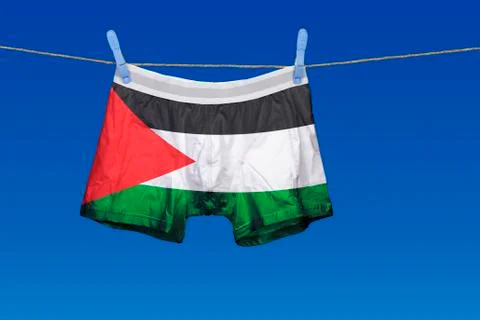 Underwear with the palestine flag on a string Stock Photos