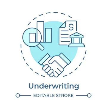 Underwriting soft blue concept icon Stock Illustration