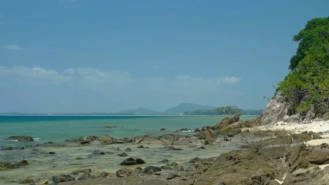 Undeveloped Tropical Beach Wilderness in Phuket, Thailand Stock Footage 74960218