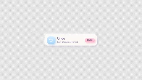 Undo Button Interface Animation with Shortcut Text Popup Stock Footage 348545430