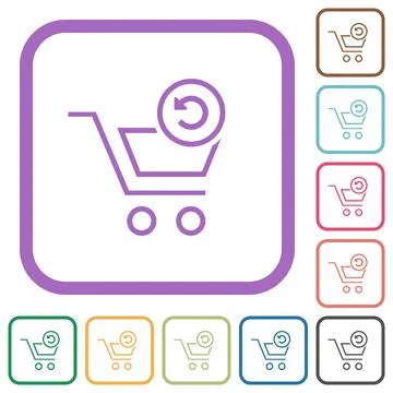 Undo cart operation outline simple icons Stock Illustration