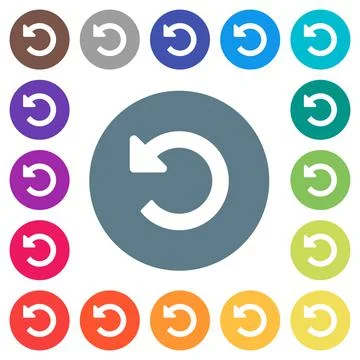 Undo changes flat white icons on round color backgrounds Illustrazione stock