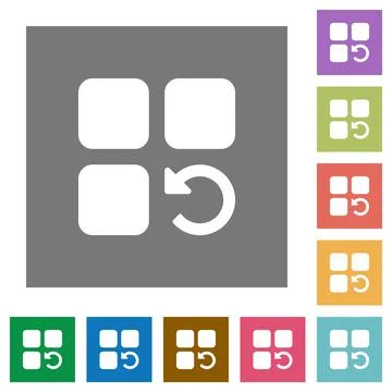 Undo component operation square flat icons Stock Illustration