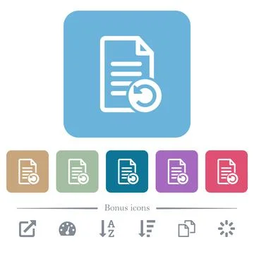 Undo document changes flat icons on color rounded square backgrounds Stock Illustration