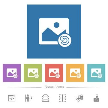 Undo image operation flat white icons in square backgrounds Stock Illustration