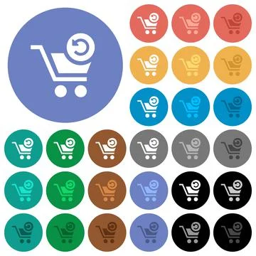 Undo last cart operation round flat multi colored icons Stock Illustration