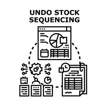 Undo stock sequencing process and digital management concept Stock Illustration