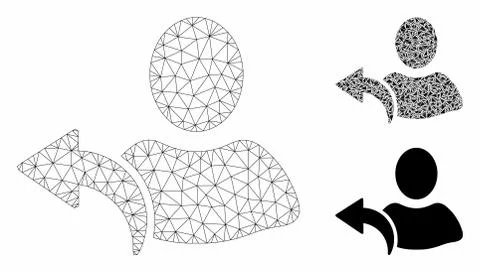 Undo Vector Mesh 2D Model and Triangle Mosaic Icon Illustrazione stock