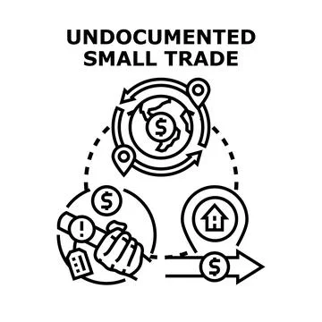 Undocumented small global trade transaction economy concept Stock Illustration