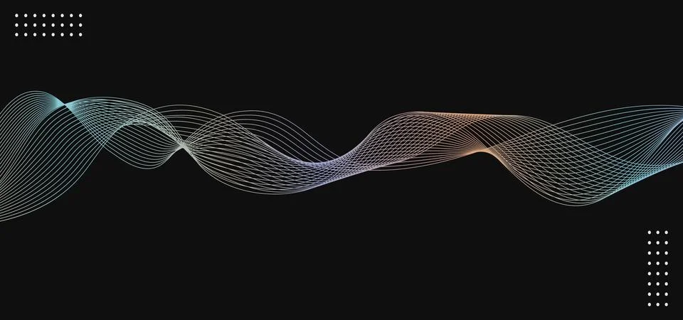 Undulate gradient multicolor lines with blend effect. Twisted Ribbon backgr.. 库存插图
