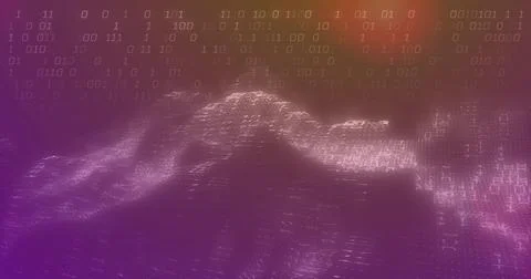 Undulating 3D digital wave shifting across data visualization space, with Illustrazione stock