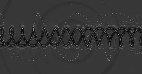 Undulating central sinusoidal band running across gray canvas, with dotted lines Stock Illustration
