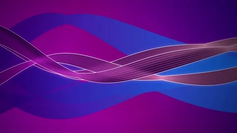 Undulating layered purple and blue ribbons flow in rhythmic wave motion Stock Footage 340831733