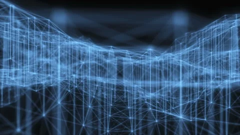 An undulating ocean from a network of plexuses of dots and lines connected t Stock Footage 250188513