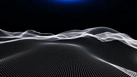 An undulating ocean surface of closely spaced white particles. Illustrazione stock