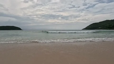 The undulating ocean view between the 2 islands Stock Footage 220321443