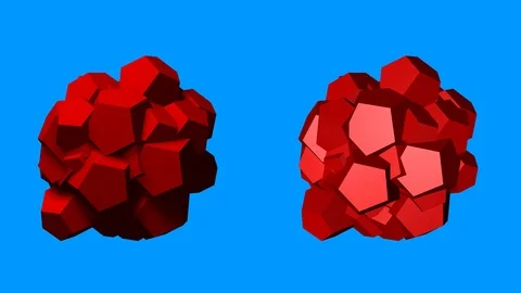 Undulating, rotating, dense glob of large dodecahedrons Video stock 96272686