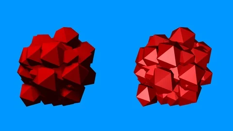 Undulating, rotating, dense glob of large icosahedrons Video stock 96272736