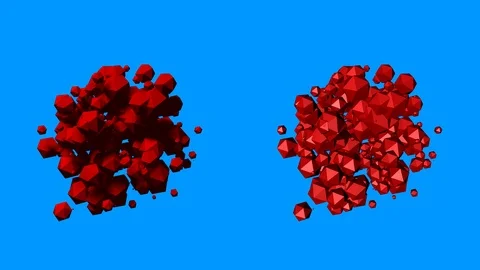 Undulating, rotating, loose glob of small icosahedrons Stock Footage 96273315