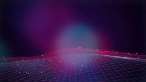 Undulating wireframe grids wave in a seamless loop Stock Footage 343324781
