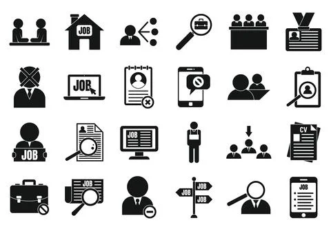 Unemployed icon set, simple style Illustrazione stock