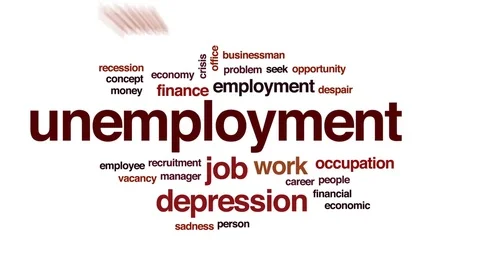 Unemployment animated word cloud, text design animation. Stock Footage 78229175
