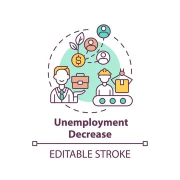 Unemployment decrease concept icon Stock Illustration