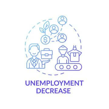Unemployment decrease concept icon 스톡 일러스트