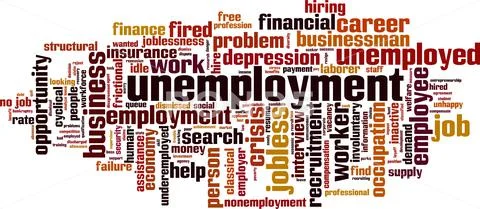 Unemployment word cloud Stock Illustration