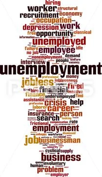 Unemployment word cloud Stock Illustration