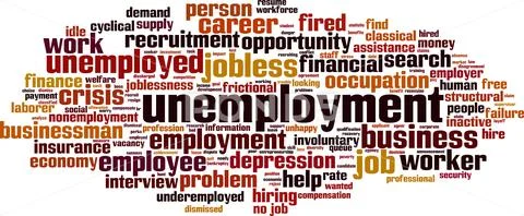 Unemployment word cloud Stock Illustration