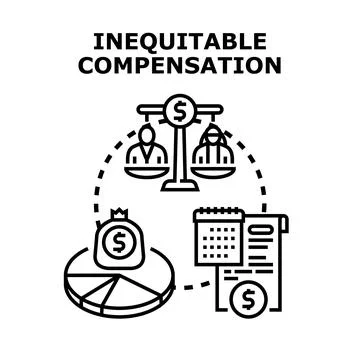 Unequal compensation and unfair pay distribution concept Stock Illustration
