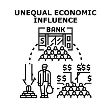 Unequal economic influence causing wealth disparity concept Ilustração Stock