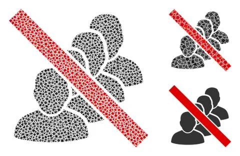 Unequal Forbidden People Queue Icon Collage Stock Illustration