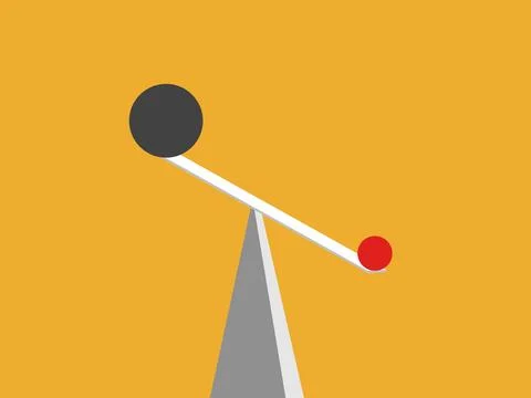 Unequal, support, spheres on different balances Illustrazione stock