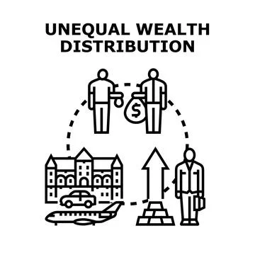 Unequal wealth distribution concept on a black background Stock Illustration