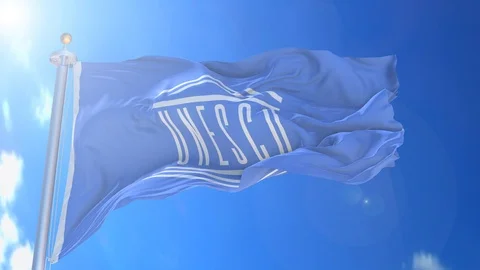 UNESCO animated flag pack in 3D and isolated background Video stock 119929513