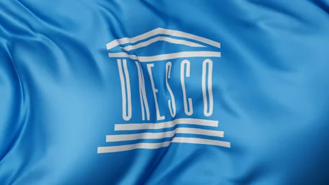 UNESCO cloth flag background loop Stock Footage 310851120