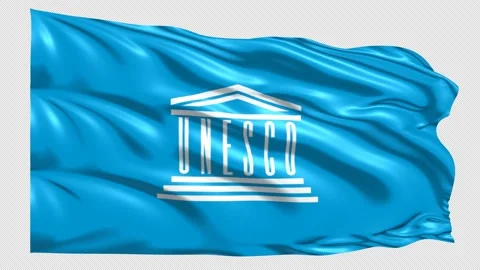 UNESCO flag loop with alpha matte Stock Footage 223227820