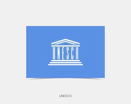UNESCO Rectangle flag icon with shadow. Stock Illustration