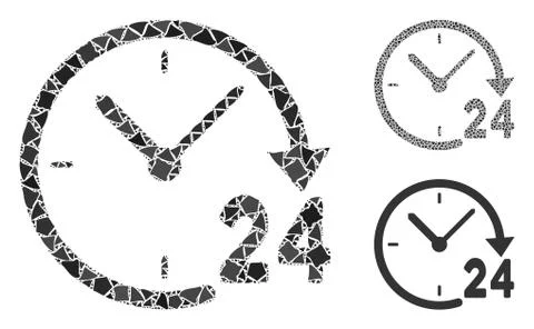 Uneven 24 Hours Clock Icon Collage Stock Illustration
